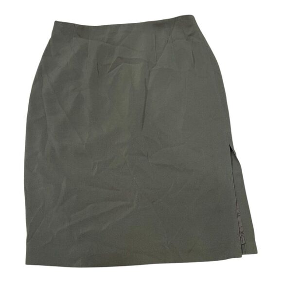Worth Moss Green Front Slit Below Knee Pencil Skirt 16 - Picture 1 of 3